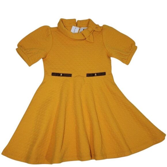 Janie and Jack Dress Girls Size 5 The West Side Quilted Mustard Yellow NEW - Picture 1 of 13